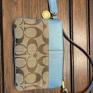 Coach logo canvas mini wristlet